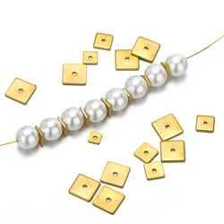 50pcs Stainless Steel 18k Vacuum Gold Plated Square Beads Jewelry Accessories for Earrings Necklace DIY Jewelry Making Supplies