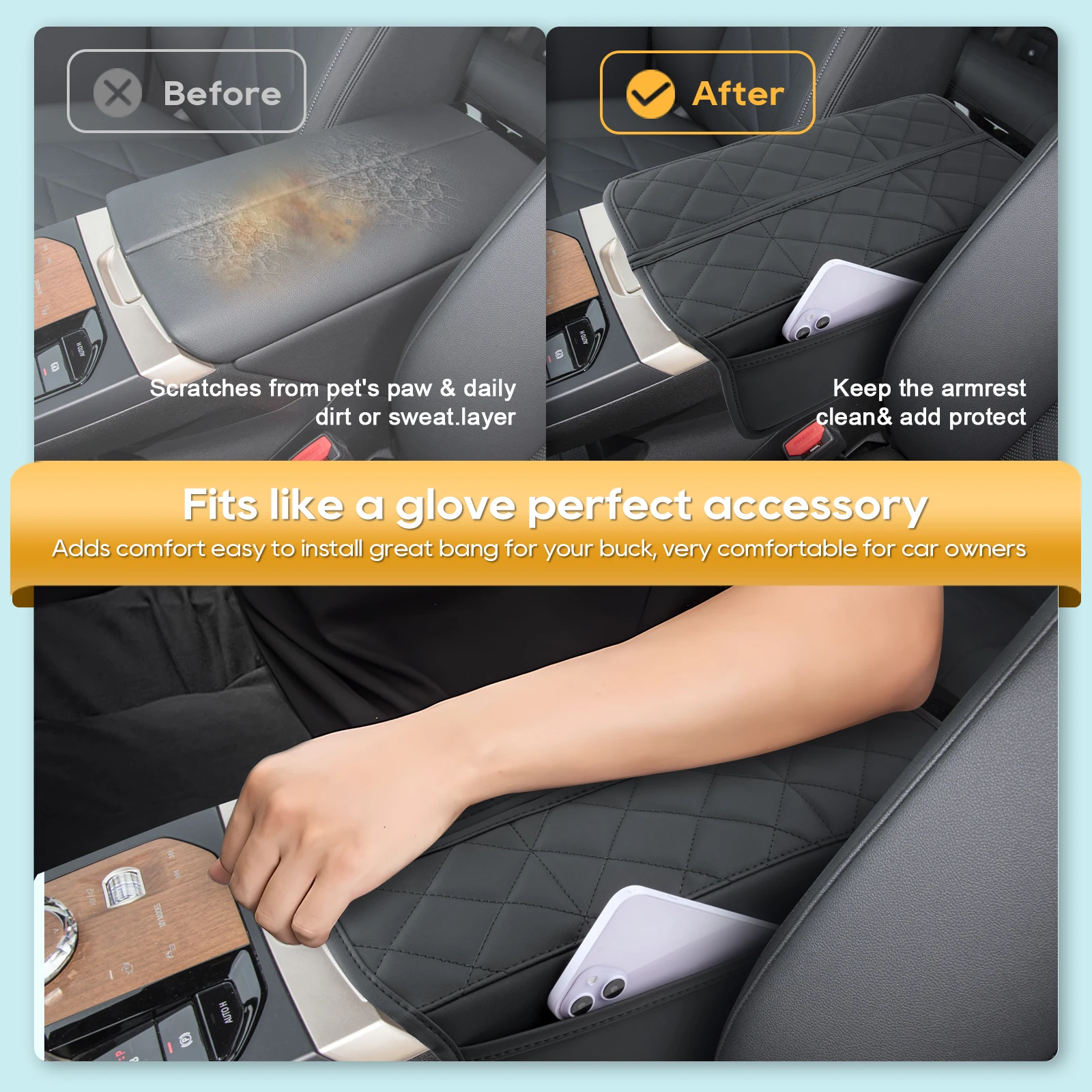 LFOTPP Car Armrest Box Cover for BMW iX I20 EV 2022 Central Control Armrest Storage Box Pad Auto Interior BMW iX Accessories