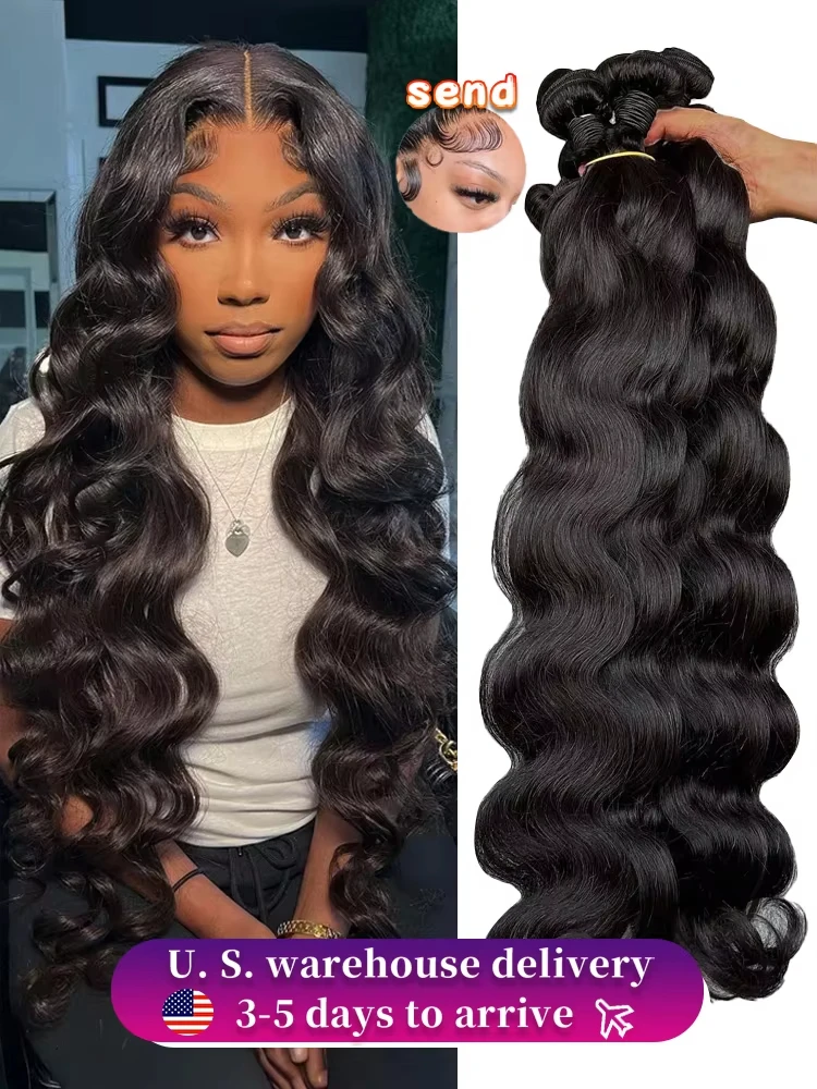 

50 40 Inch Human Hair Bundles 3 Bundle Loose Body Wave Raw Hair Bundles Human Hair Natural Black 100% Remy Hair Weave Extensions