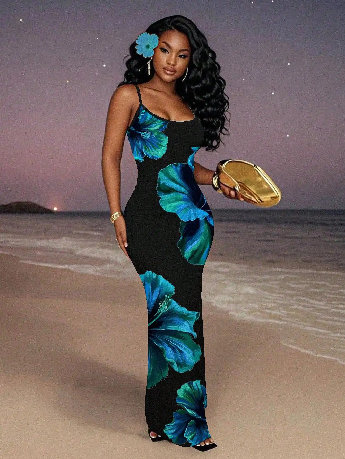 

Womens Sleeveless Floral Maxi Dress For Summer Evening Vacation Party