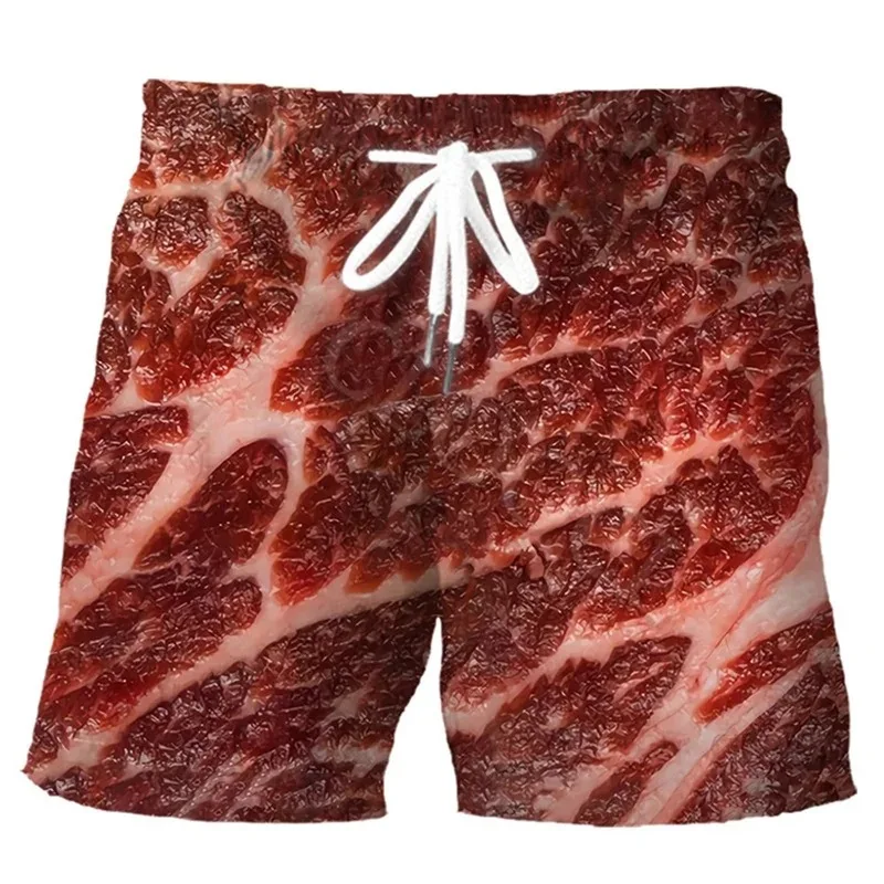 New Funny Hawaiian Beach Shorts Hamburger Sausage 3D Print Men Holiday Casual Surfing Board Shorts Swimwear Trunks Kids Clothing