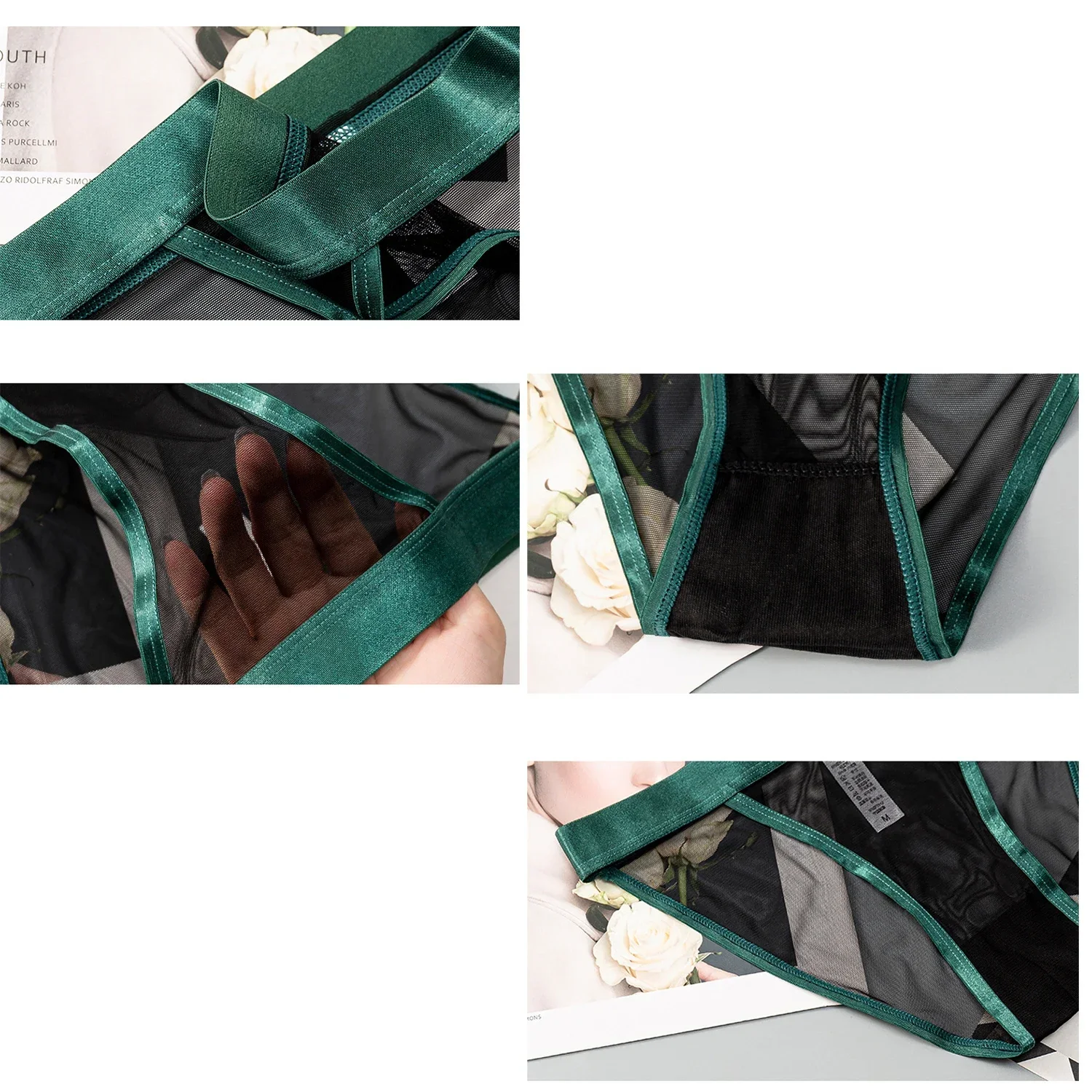 سراويل داخلية شفافة للنساء ملابس داخلية مثيرة من الدانتيل الشاش الشبكي ملابس داخلية نسائية ناعمة بلون واحد ملابس داخلية Lenceria Para Damas