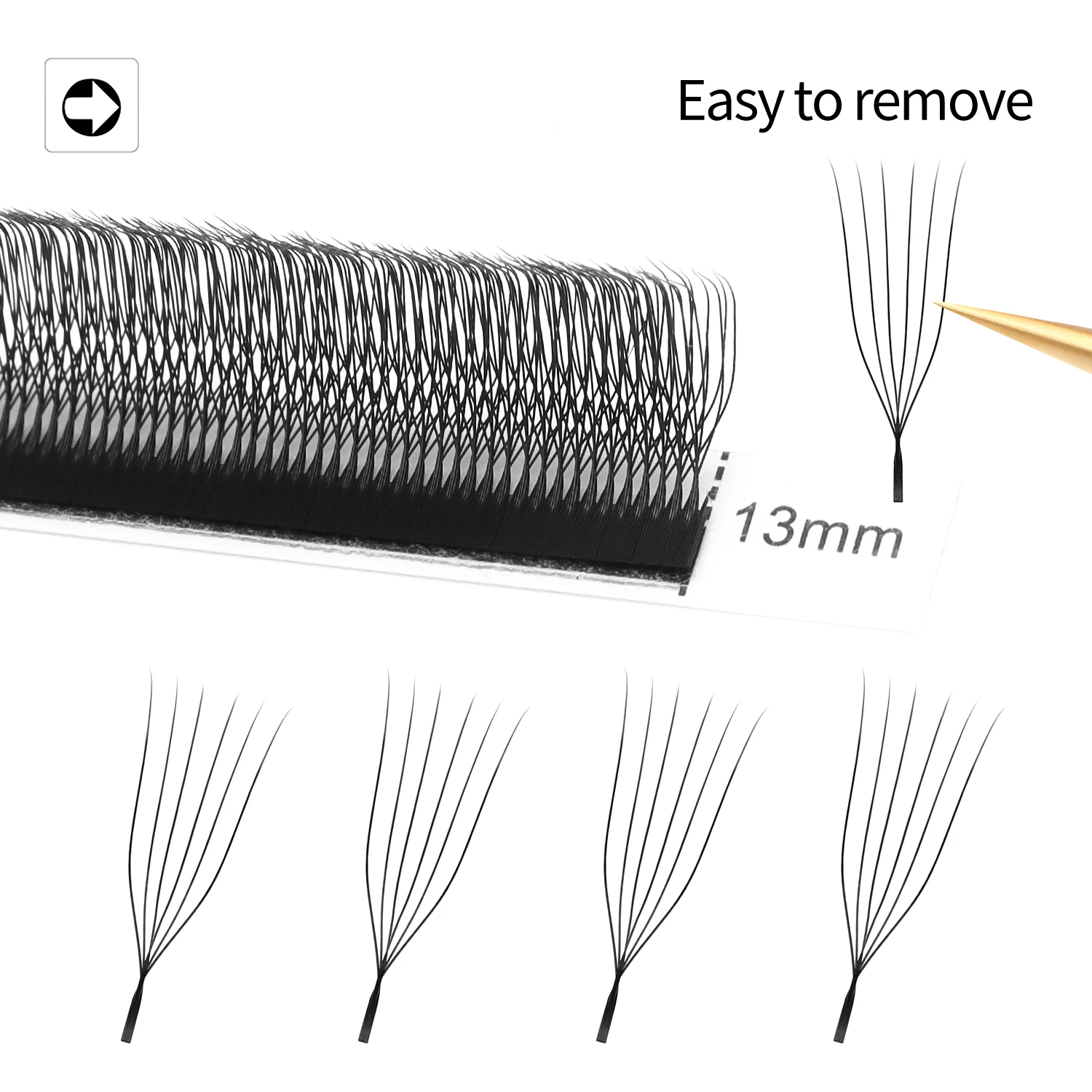 XIUSUZAKI Extensions de cils en forme de U 6DW noir mat en forme de U 6DW Extensions de cils ventilateurs préfabriqués individuels faux cils