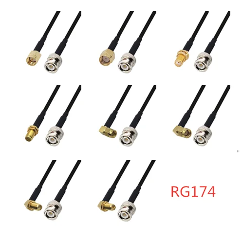 

1pc RP SMA Male to BNC Male Connector RG174 Coax Cable RF jumper Pigtail 0.1-10m