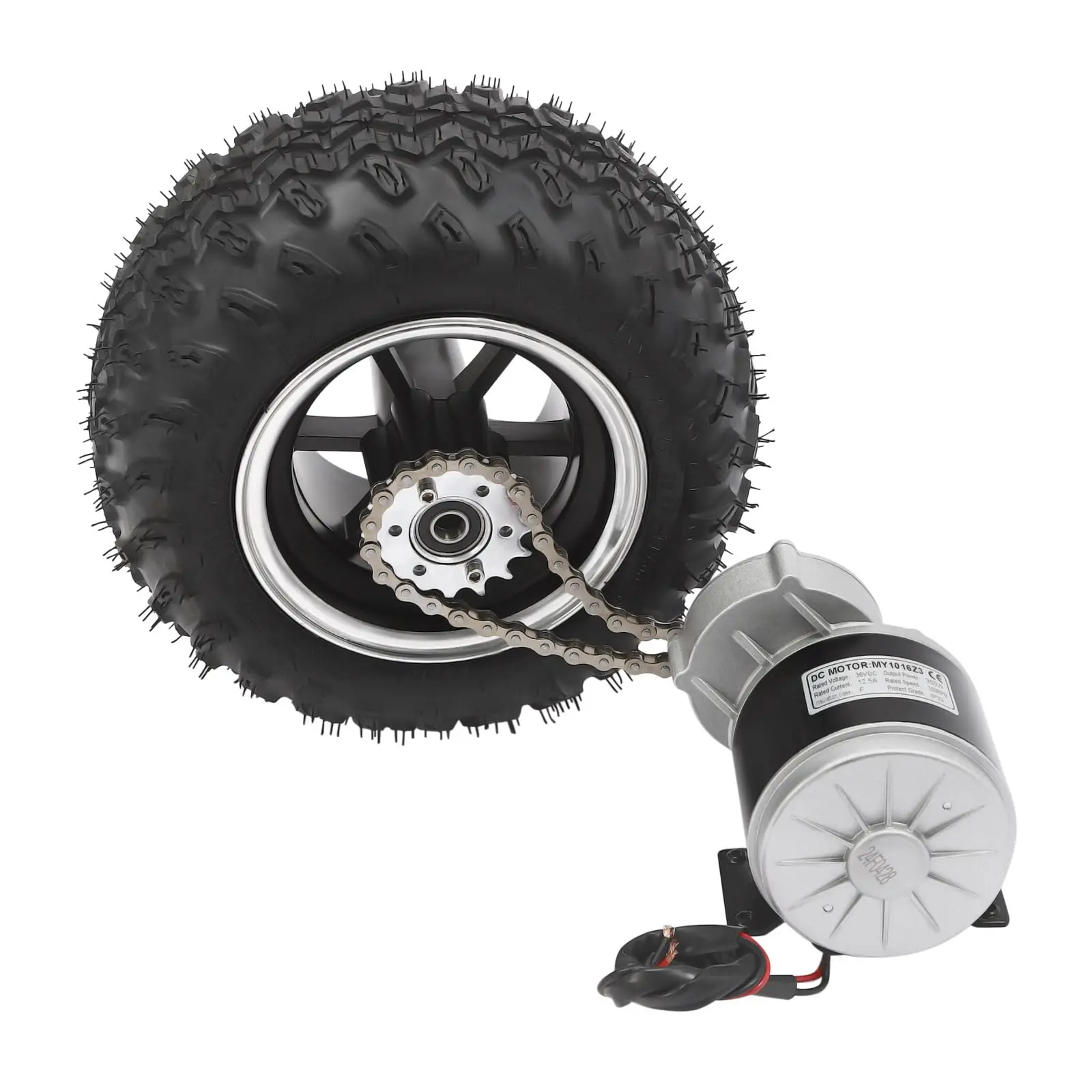 Kit di conversione scooter carrello, kit di conversione ruota pneumatica motrice 36V 350W Set ruota doppia elettrica Azionamento motore velocità 6,21Mph