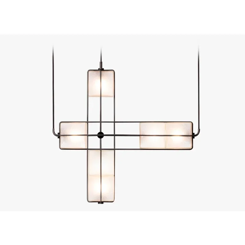 Design Chandelier Modern Minimalist Mid-Ancient Dining Table Study Living Room Bar Stair Square Lamp