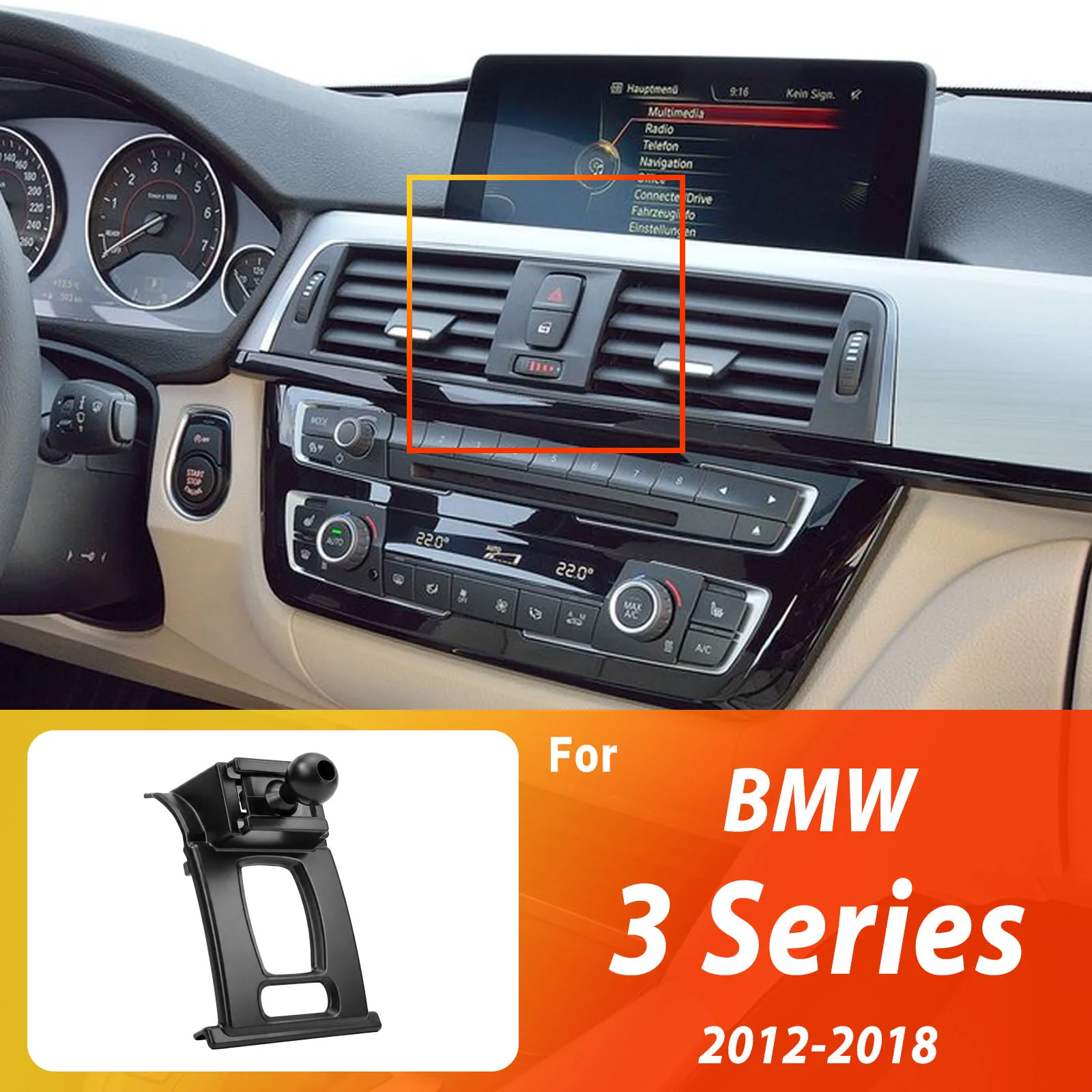 Designed for BMW 3 Series F30 GT F34 2012-2018 Phone Holder Car Magnetic Mount Smart Sensing Wireless Charging One-Touch Release