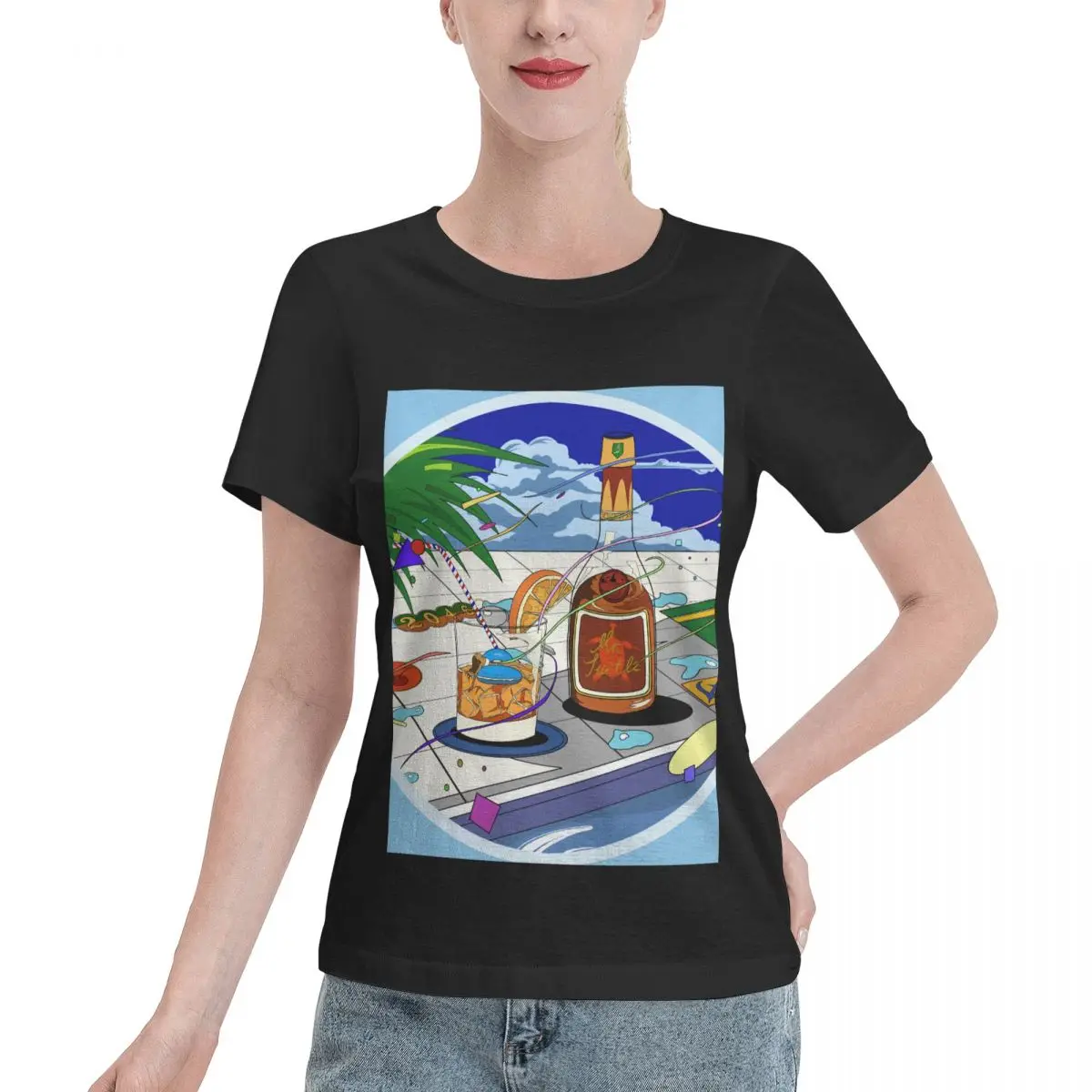 Wardrobe Filler Wine By The Pool Women's T-shirt Lightweight Outfit Oversized Top