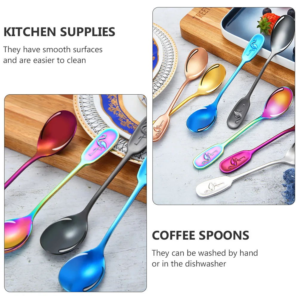

4Pcs Stainless Steel Coffee Spoons Assorted Color Rust Resistant Dessert Mixing Spoons Ice Cream Cake Household Kitchen