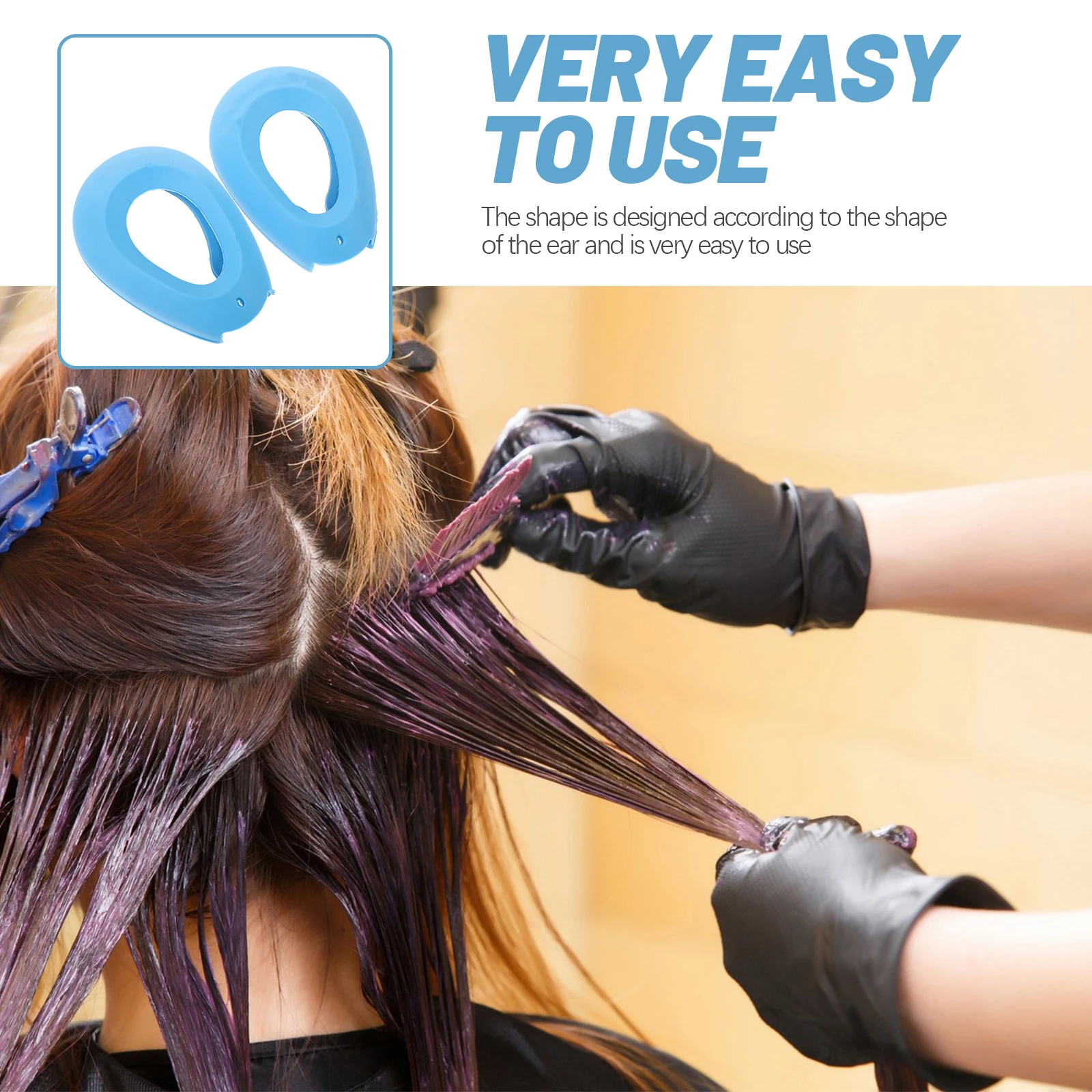 

4pcs 2 Pairs Yellow Hair Dye Ear Protectors Silica Gel Earmuffs Covers Dyeing Styling Caps Heat Protection Make Up Black