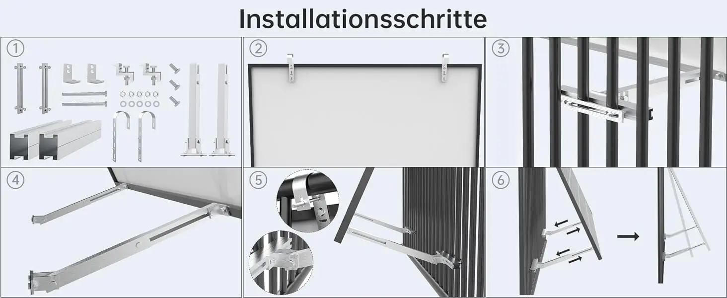 Balkon-Kraftwerkshalterung für 400 W, 410 W, 800 W, 820 W, Solarmodule, Halterung aus Aluminiumlegierung, Geländer, verstellbarer Winkel 0 bis 30 – Detail 9