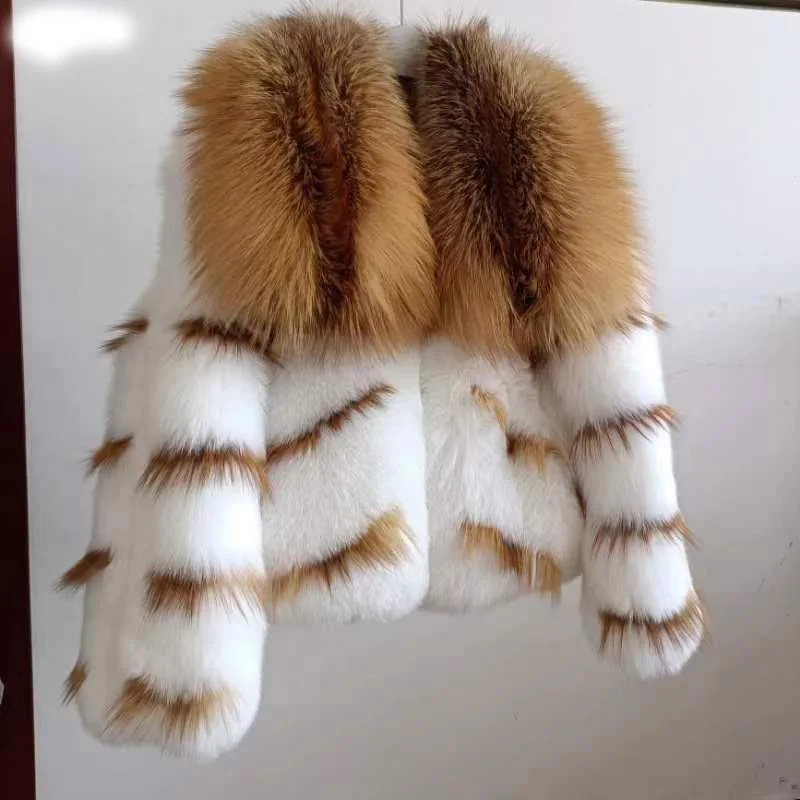 Imported whole Winter Red Fox Fur Short Coat Large Wool Collar Women Coat Natural Fashion Jacket Custom Made XXXXXL