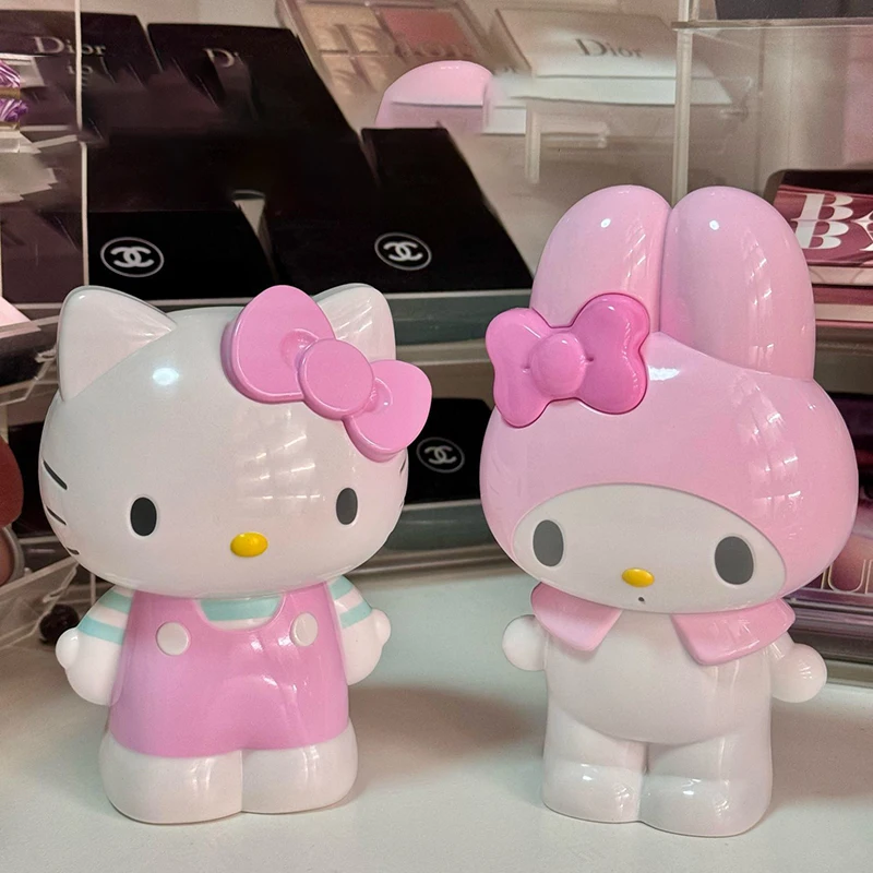 Portalápices de Anime Sanrio Hello Kitty, soporte de almacenamiento de brochas de maquillaje con melodía, cubo de almacenamiento decorativo de escritorio, regalos de cumpleaños para niñas