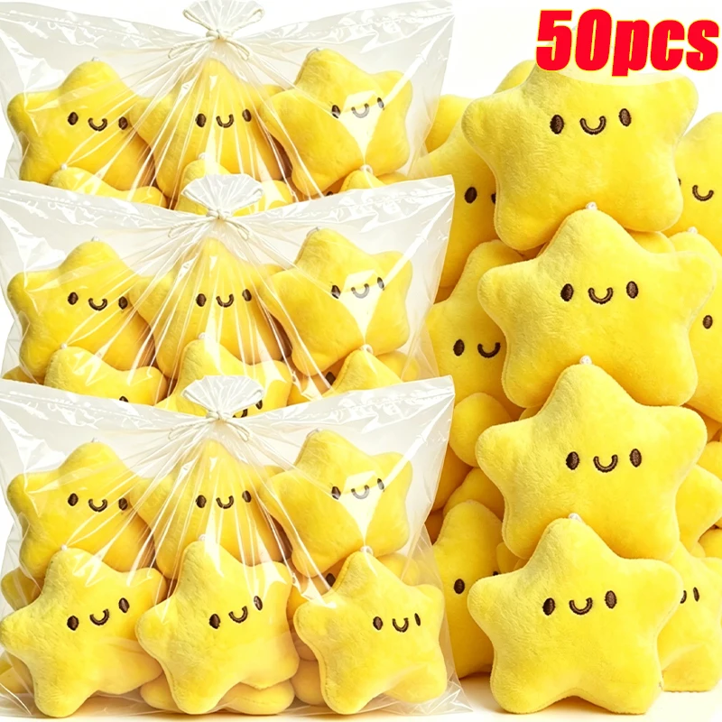 Cute Stars Plush Toy Keychain Girls Fluffy Soft Cute Backpack Bag Pendant Practical Mini Yellow Keychain Charms Keychains Gifts