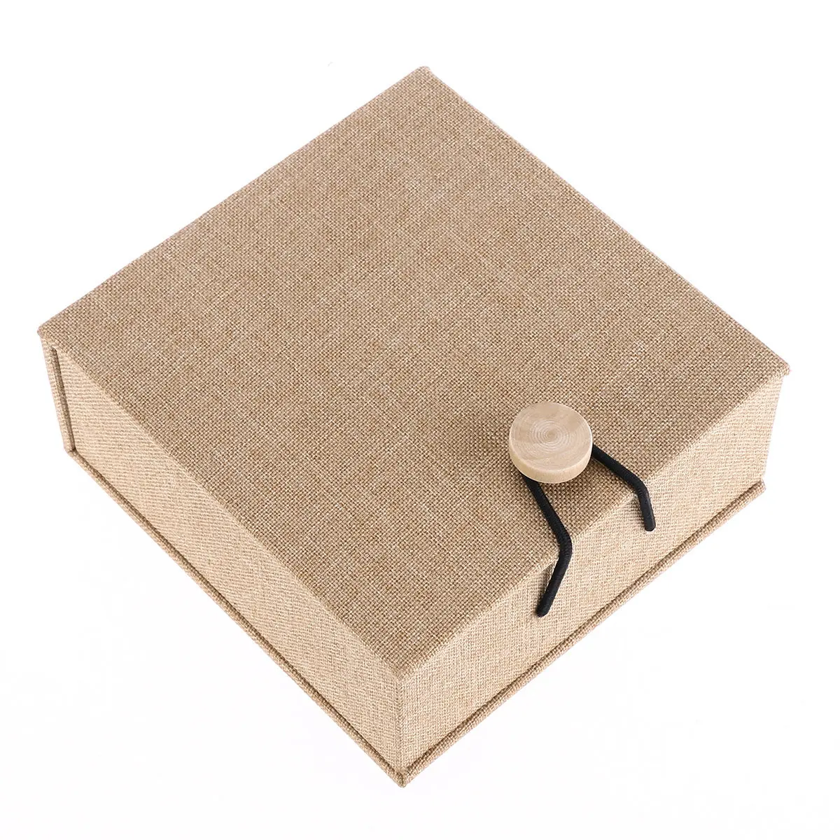 

Wooden Bangle Gift Box Linen Texture Bracelet Storage Case Premium Craftsmanship Scratch Resistant Rustic Chic Khaki Jewelry Box