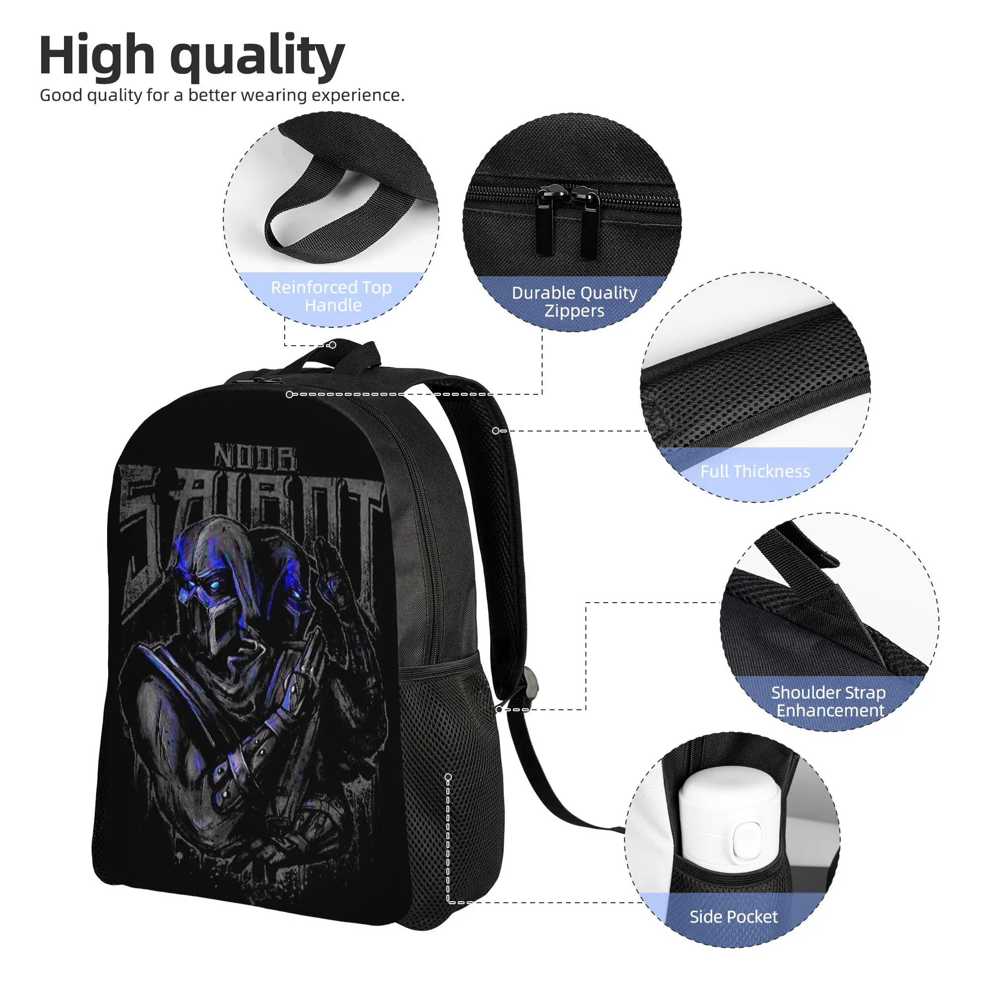 Mortal Kombat Noob Saibot Double Team Backpack for Men Women Fashion High School Daypack  Laptop Computer Canvas Bags Outdoor