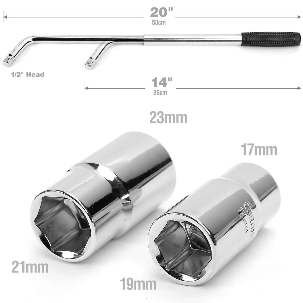 Car Wheel Lug Nut Wrench with Anti-slip Handle,Telescoping Hex Key Socket Spanner Car Tire Repair Wrench 17/19/21/23mm lever