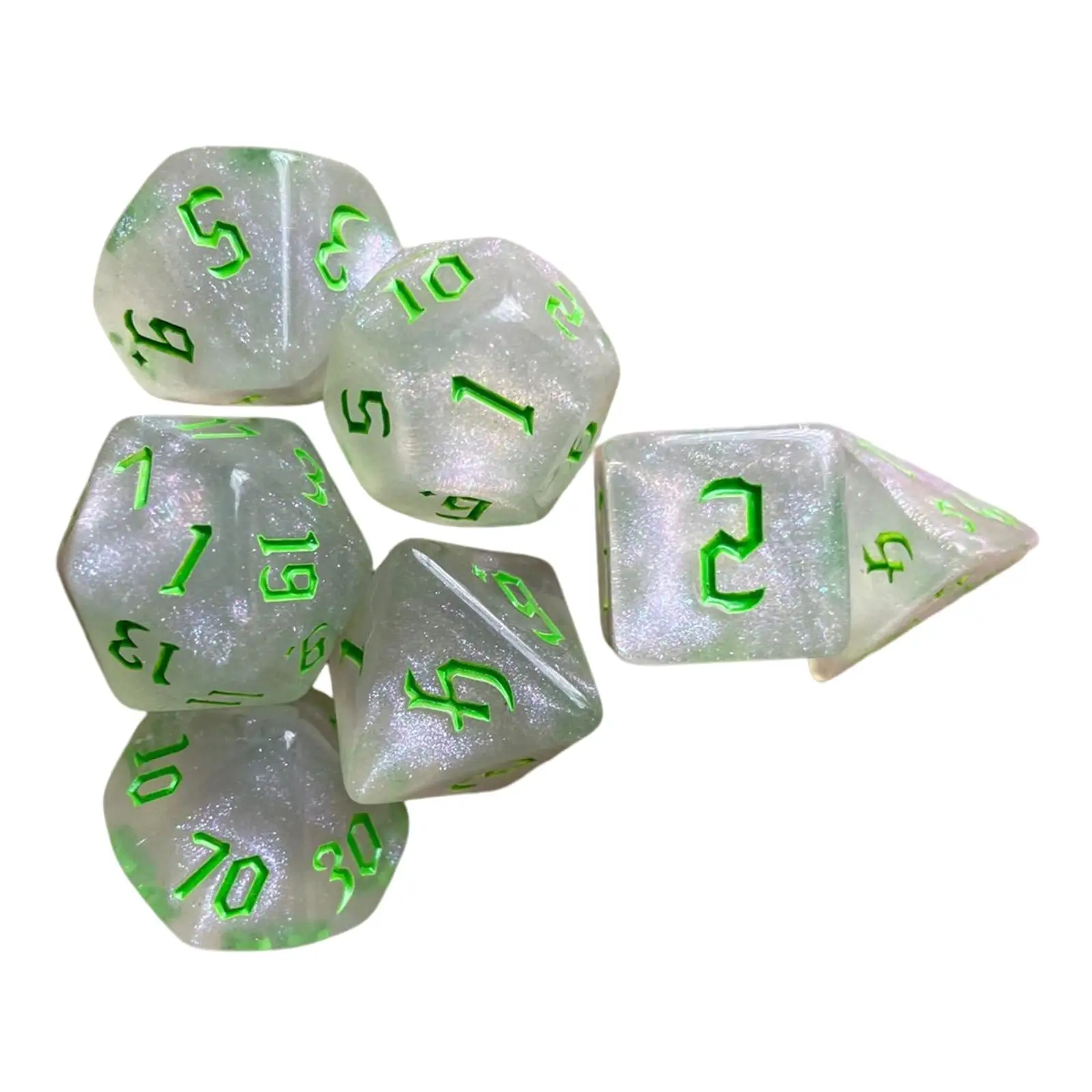

Rolling Playing Dices Set Engraved Polyhedral Acrylic Game Props for Beach Day Math and Logic Games