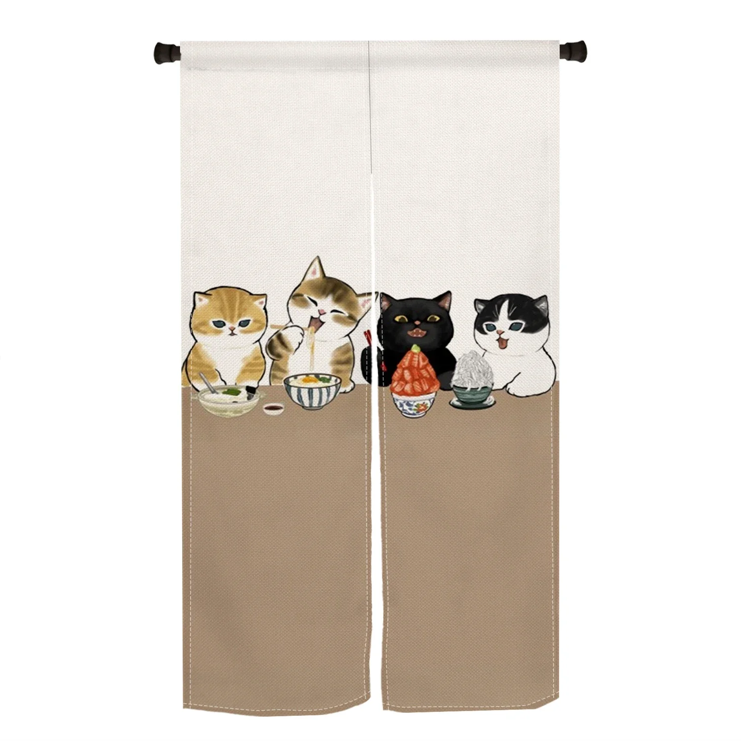 Funny Cute Cat Door Curtain Noren Living Room Bedroom Partition Curtains Drapes Kitchen Entrance Hanging Half-Curtains