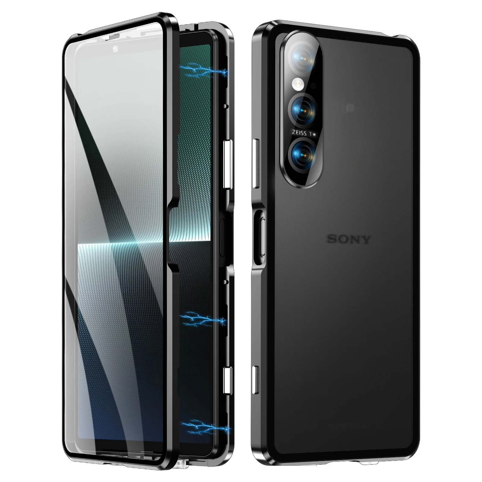 

360 металлический магнитный чехол для Sony Xperia 1 5 IV V двухсторонний стеклянный корпус из алюминиевого сплава чехол для Sony Xperia 5 10 V IV Coque