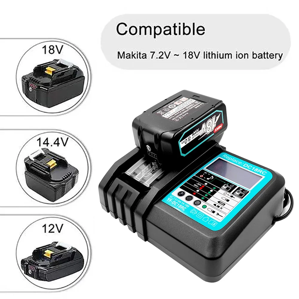 Charger 18V For Makita Battery BL1830 BL1430 BL1840 1850 1860 1890 14.4v 18v 3A 6.5A Electric Power Tool Charger with LED Screen