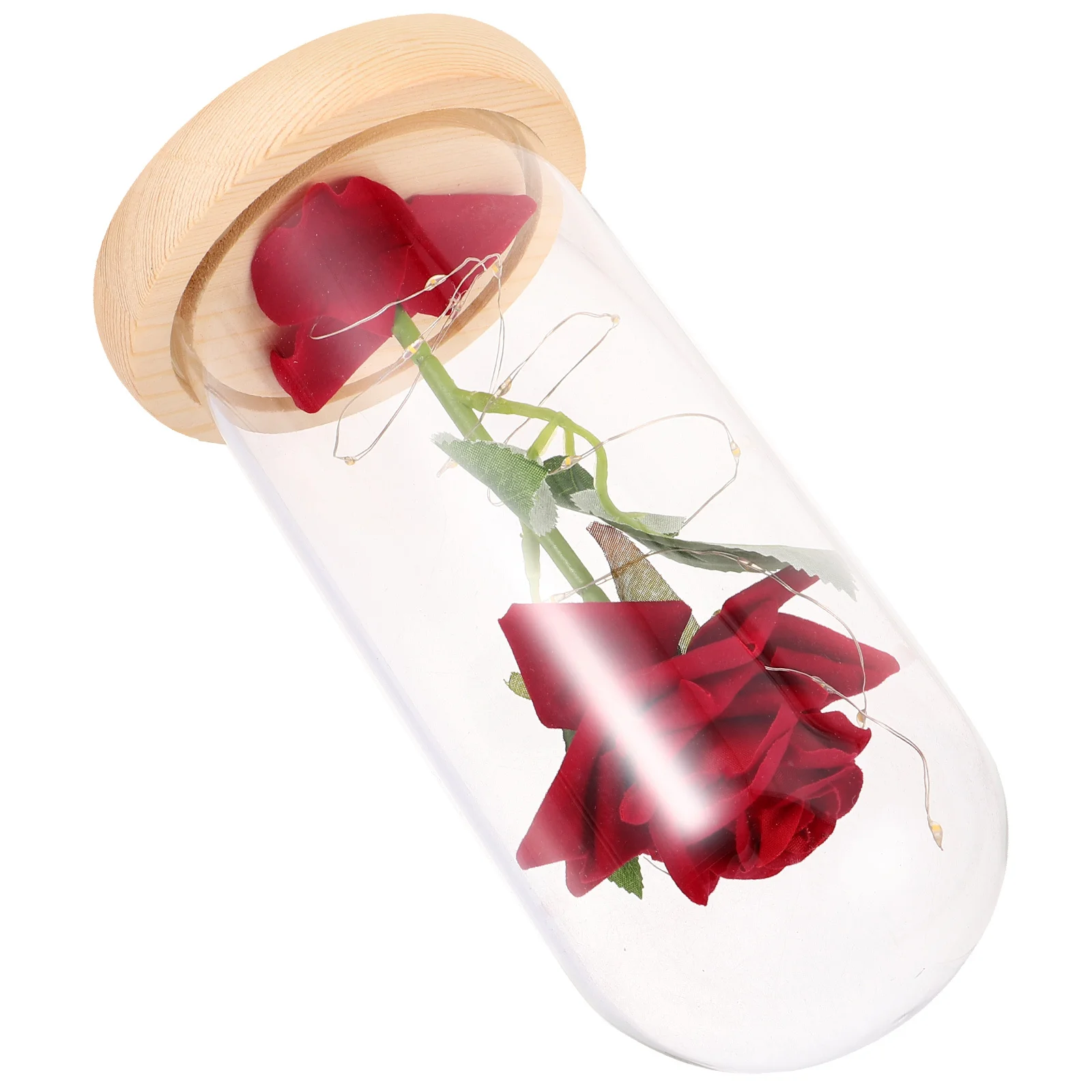 

Led Night Light Simulation Feel Rose Flower Glass Cover Decorative Lamp For Bedroom Wedding Valentine Gift Home Party