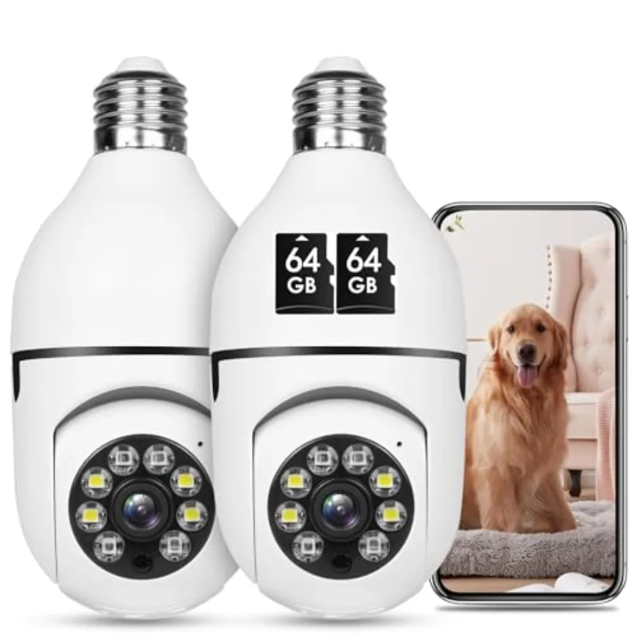 

Light Bulb Security Camera HD Pan Tilt Wireless 360 Degree Floodlight Night Vision 5Ghz with Floodlight Human Motion Detection