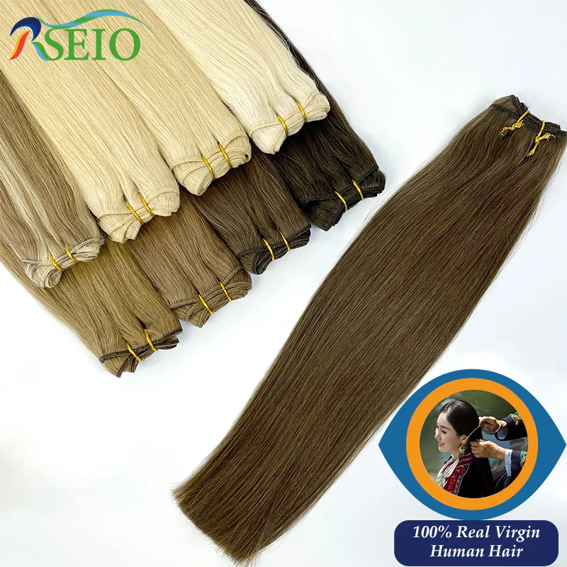 RSEIO Virgin Human Hair Wefts Extensions Hair Weaves Bundles Real Human Natural Hair Straight Black Brown Blonde very thick