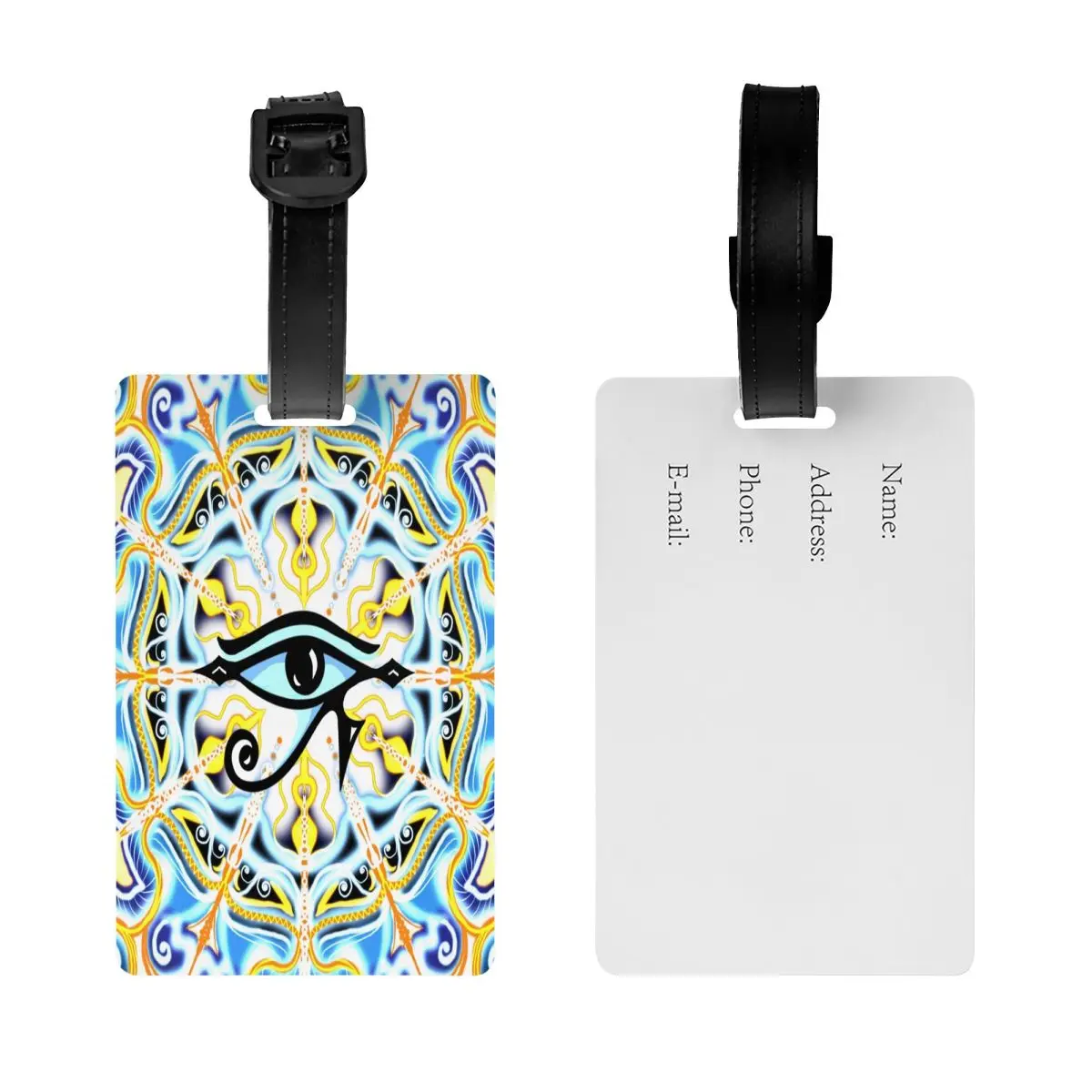 Custom Eye Of Horus Egypt Mandala Luggage Tag With Name Card Evil Eye Privacy Cover ID Label for Travel Bag Suitcase