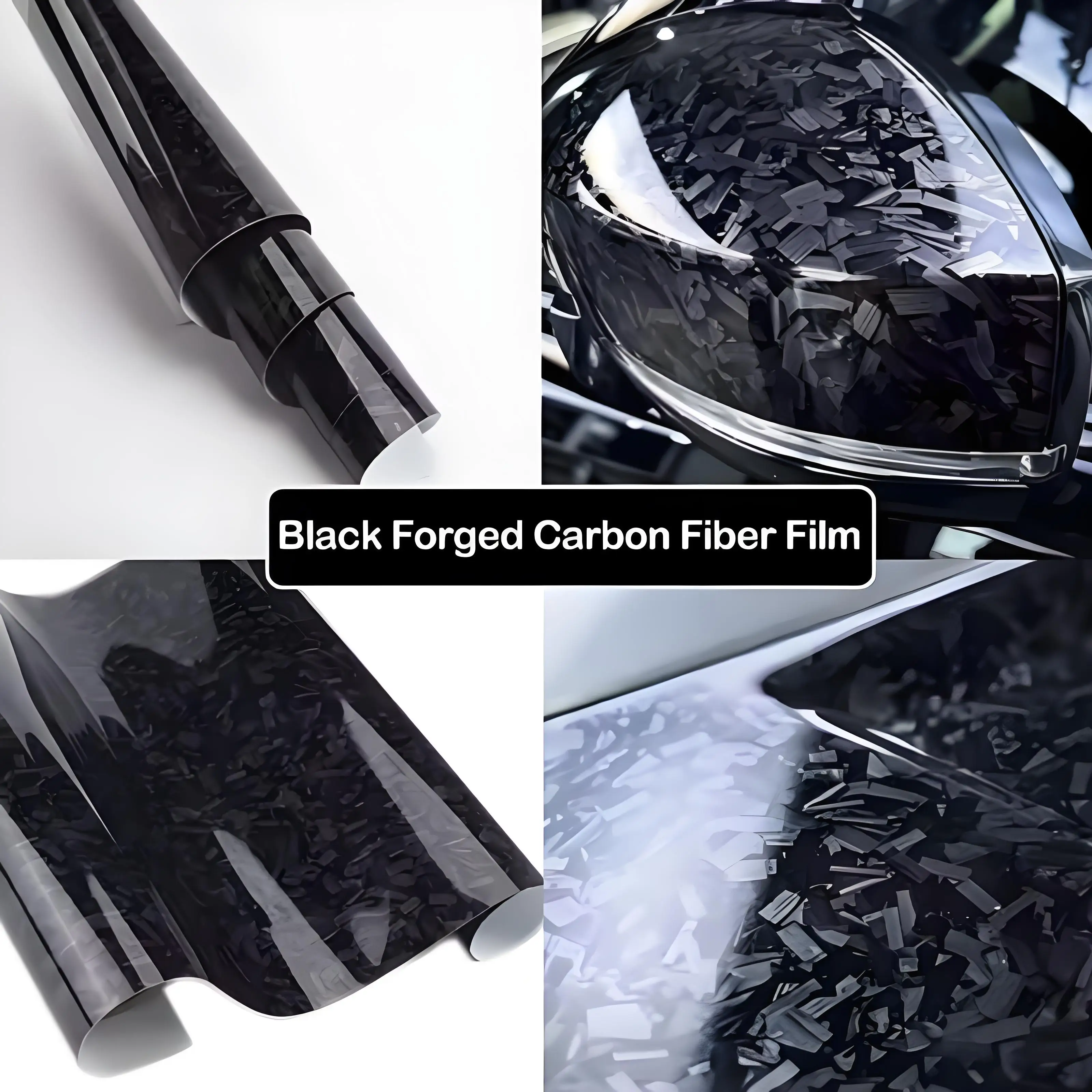 

39.37 inches X 11.81 inches High Gloss Carbon Fiber Film Body Glossy Black Film Forged Carbon Fiber Vinyl Packaging Film