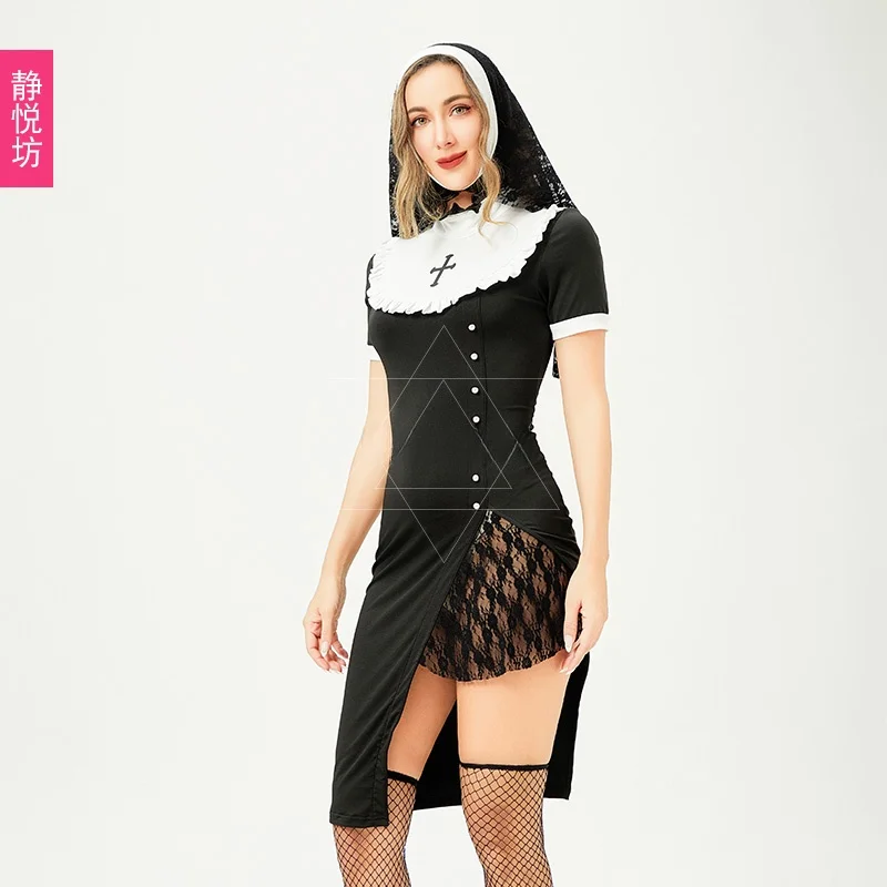 Costume da spettacolo sexy loween Bar Girl up Suora di grandi dimensioni Infermiera orm Gogo Stage Wear Cosplay Lungo Dr