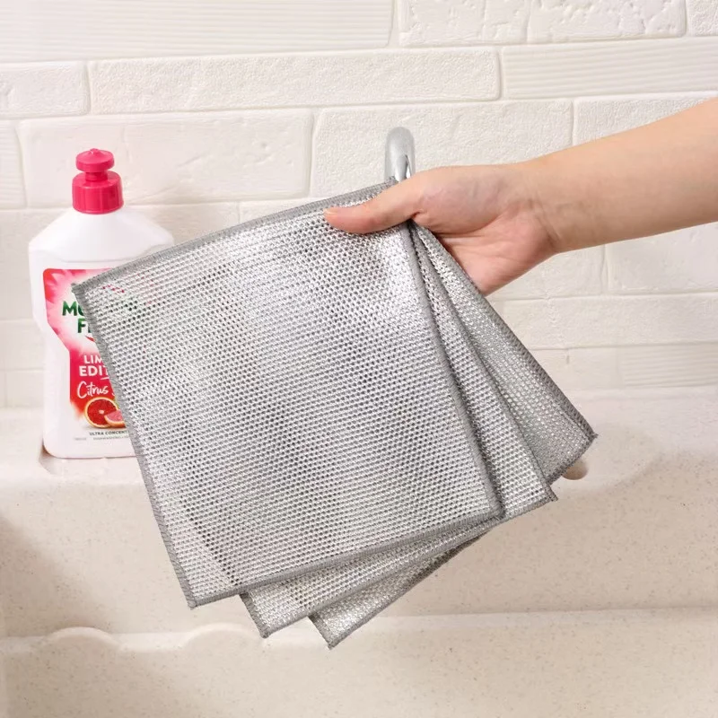 10 pieces of steel wire dishwashing cloth, cleaning cloth mesh, non greasy cloth, kitchen stove cleaning cloth