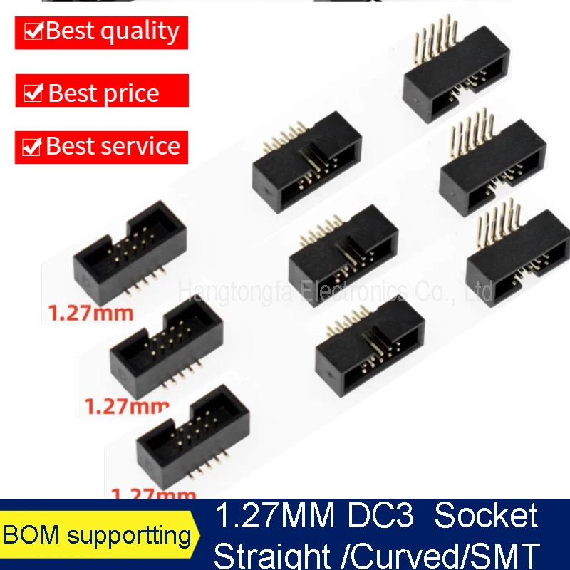 10 قطعة DC3 1.27 مللي متر DIP مستقيم الزاوية اليمنى SMT مزدوج 6/8/10/20/30/40/50P ISP ذكر دبوس IDC JTAG المقبس صندوق رأس 2x10p 2x3p #1
