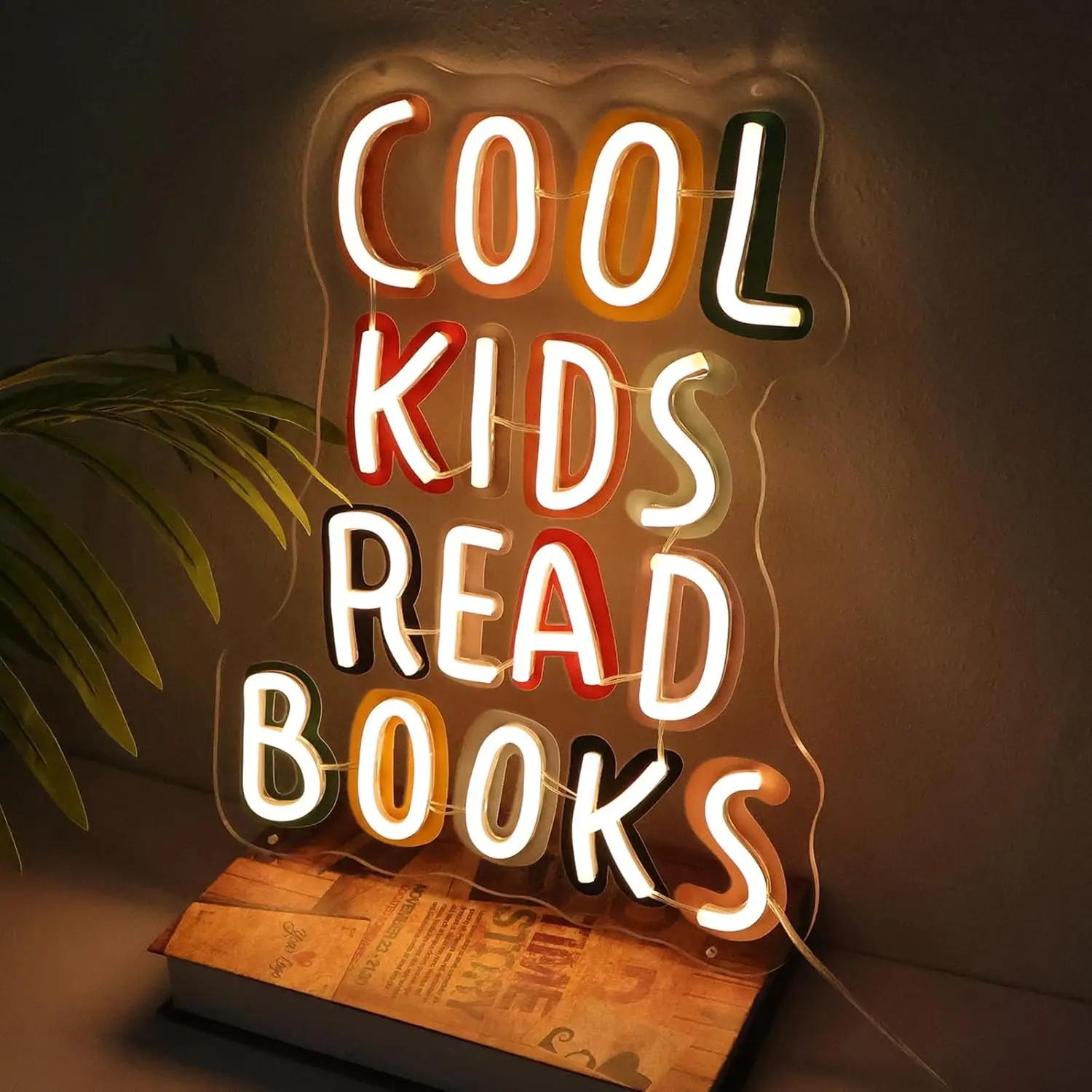 Cool Kids Read Books Neon Sign Handmade Light Up Sign for Book Club Classroom Read Corner Reading Study Room Home Library Gift