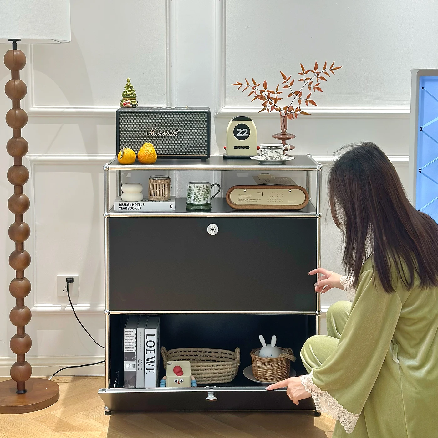 Rust steel dining side room against the wall module combination storage coffee