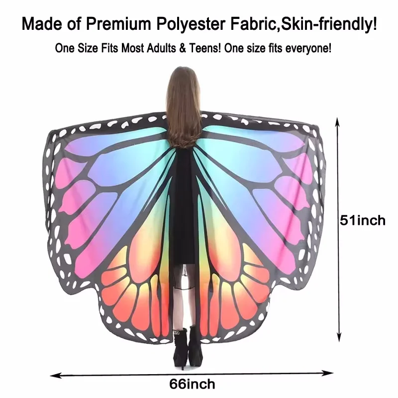 Adult Monarch Butterfly Cape Halloween  Child Butterfly Wings Rainbow  Butterfly Wings Cape Shawl Fairy Ladies Dance Costume