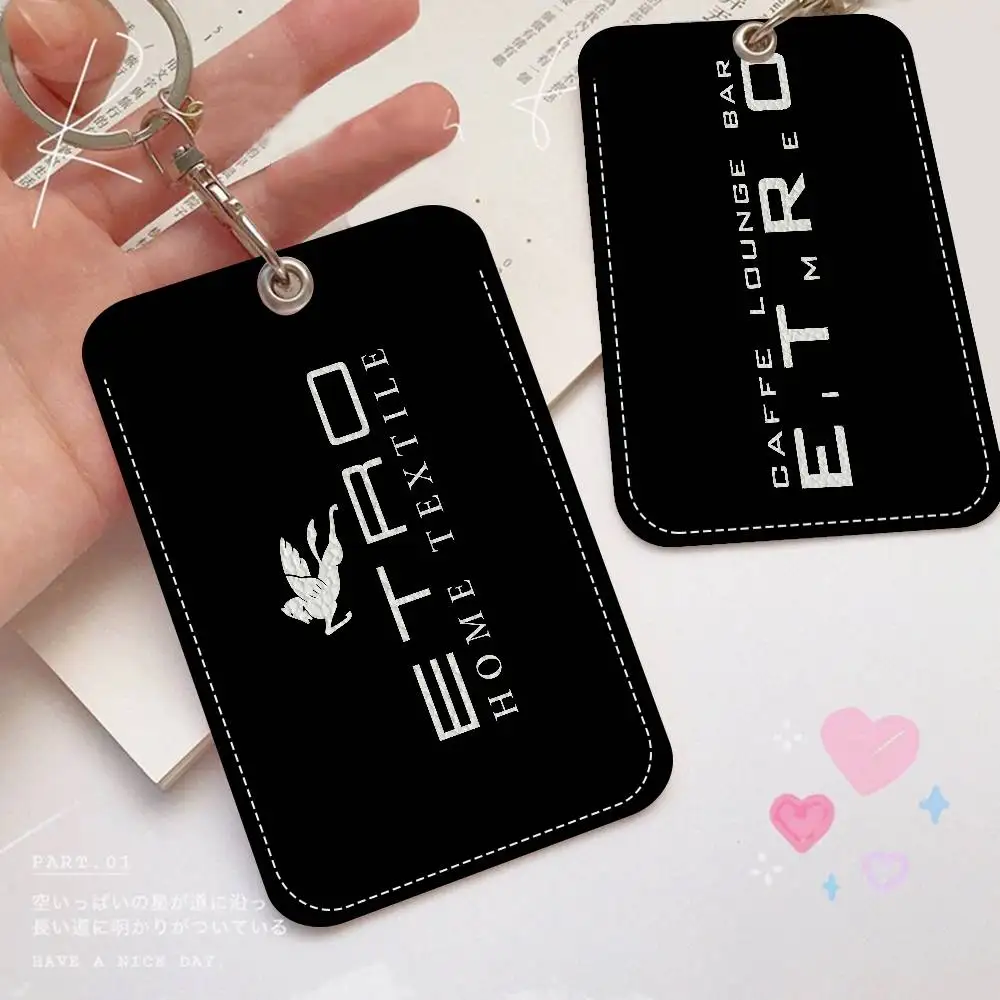 Brand E-Etro PU Soft Leather Rectangular Key Card Holder Induction Elevator Protection Cover Youth Faion Accory