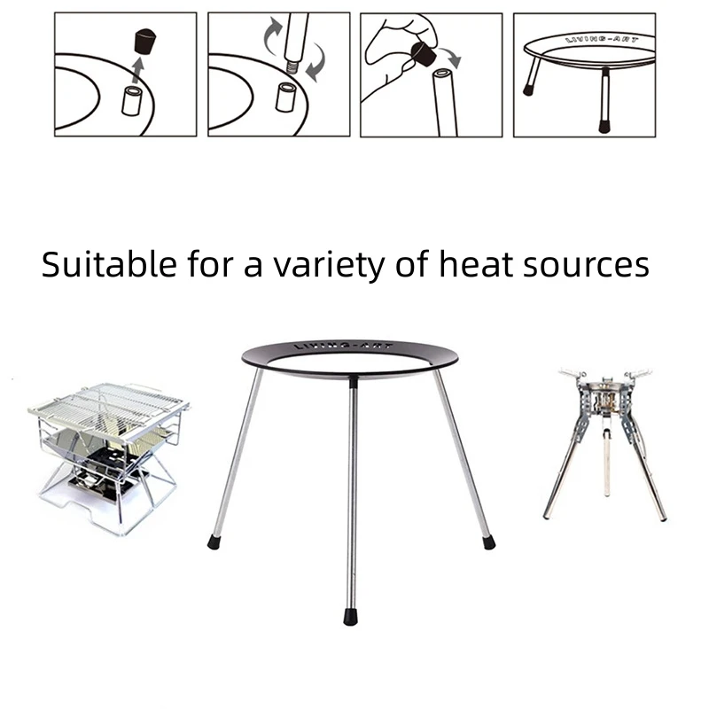 Outdoor Barbecue Tray Bracket Stainless Steel Frying Pan Stand Camping Adjustable Tripod Portable BBQ Grill Pan Holder New