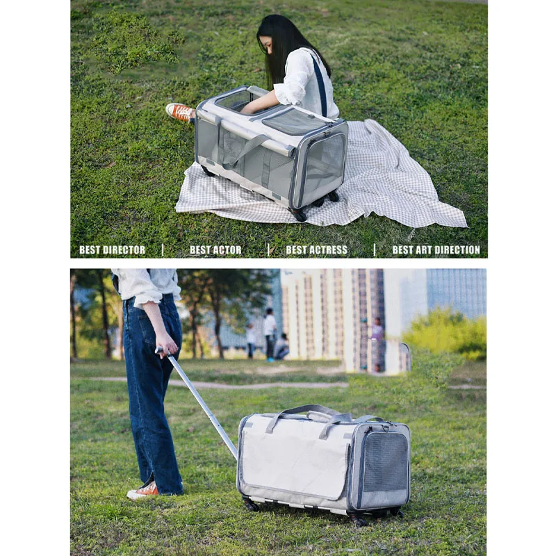 Chariot à roulettes pour animaux de compagnie, Electrolux, chats, château en mouvement, valise universelle, poignées portables respirantes, bagages amovibles pour animaux de compagnie avec roues, nouveau