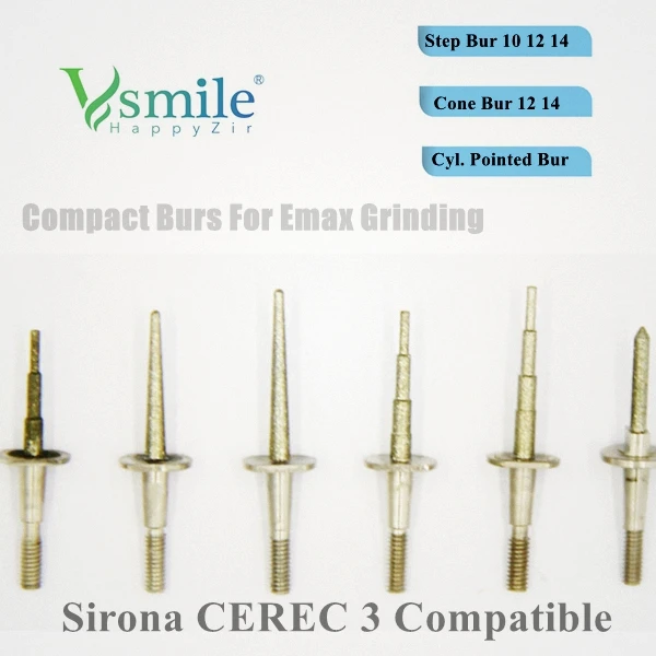 Dental Laboratory Bur for Veneer to Milling Glass Ceramic in Dental Chair Compatible with Sirona Cerec 3