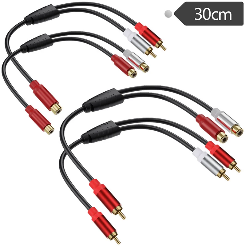 RCA Cable Splitter 1 in 2 Out Male to Female Audio Cord Plug Converter Car Amplifier Speaker Home Theater Extend Wire Adapter