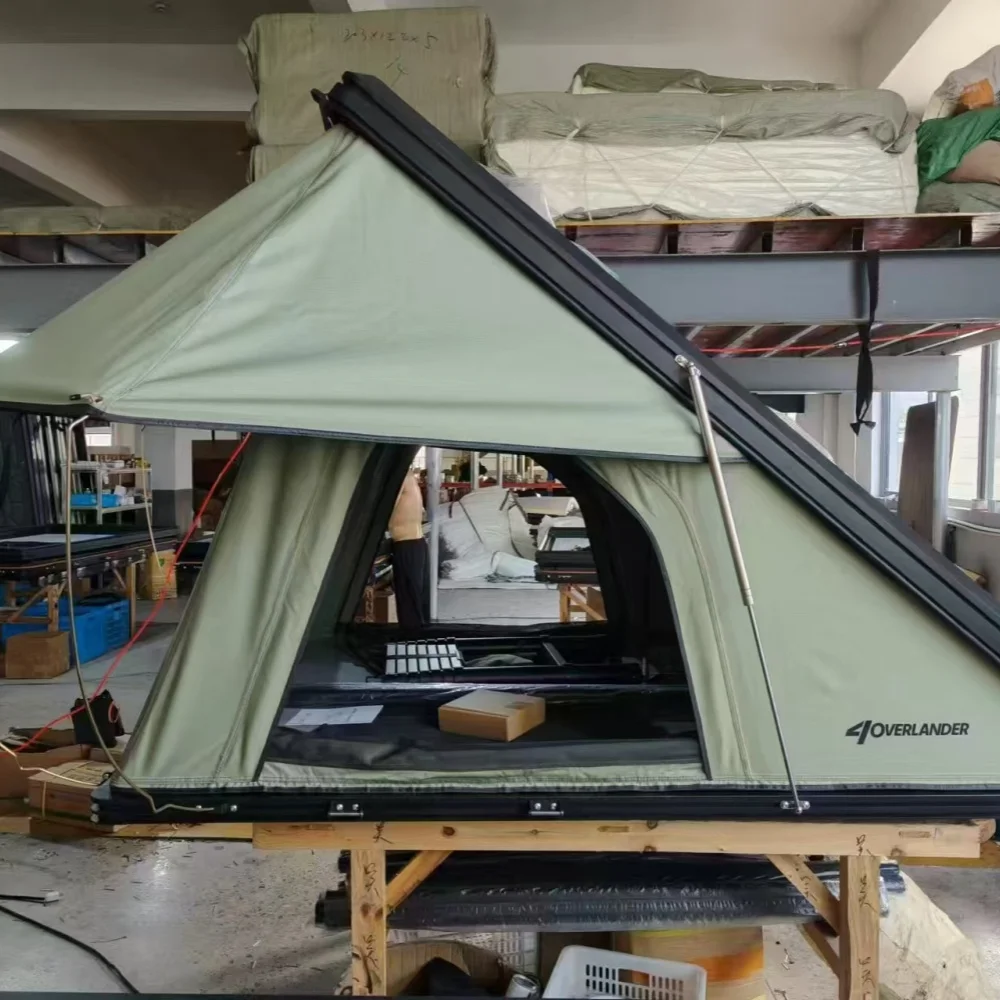 

High Quality Factory ODM/OEM Triangle Camping Hard Shell Rooftop Tent with Rain Cover for Sunshin
