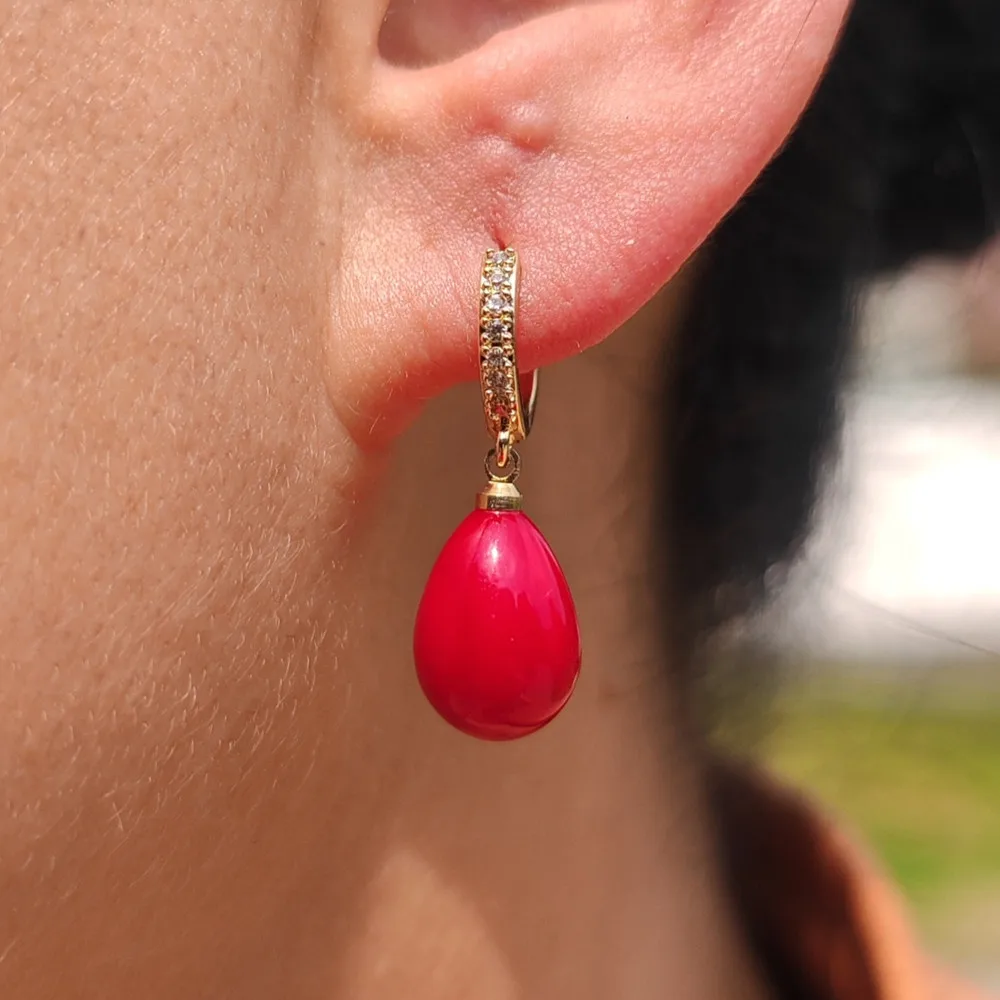 Water Drop Shape Imitation Pearls Earrings for Women Fashion Zirconia Dangle Earring Golden Party Jewelry Accessories