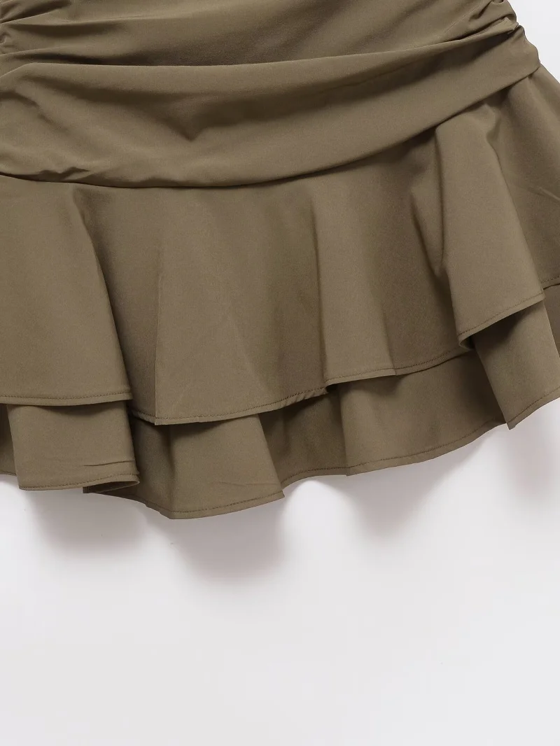 ETJ 2025 Damen Sommer Neu Sexy Mode Hot Girl Style Flauschige Stufenverzierung Mittelhoch Sitzender Kurzer Rock-Hosenrock – Detail 15