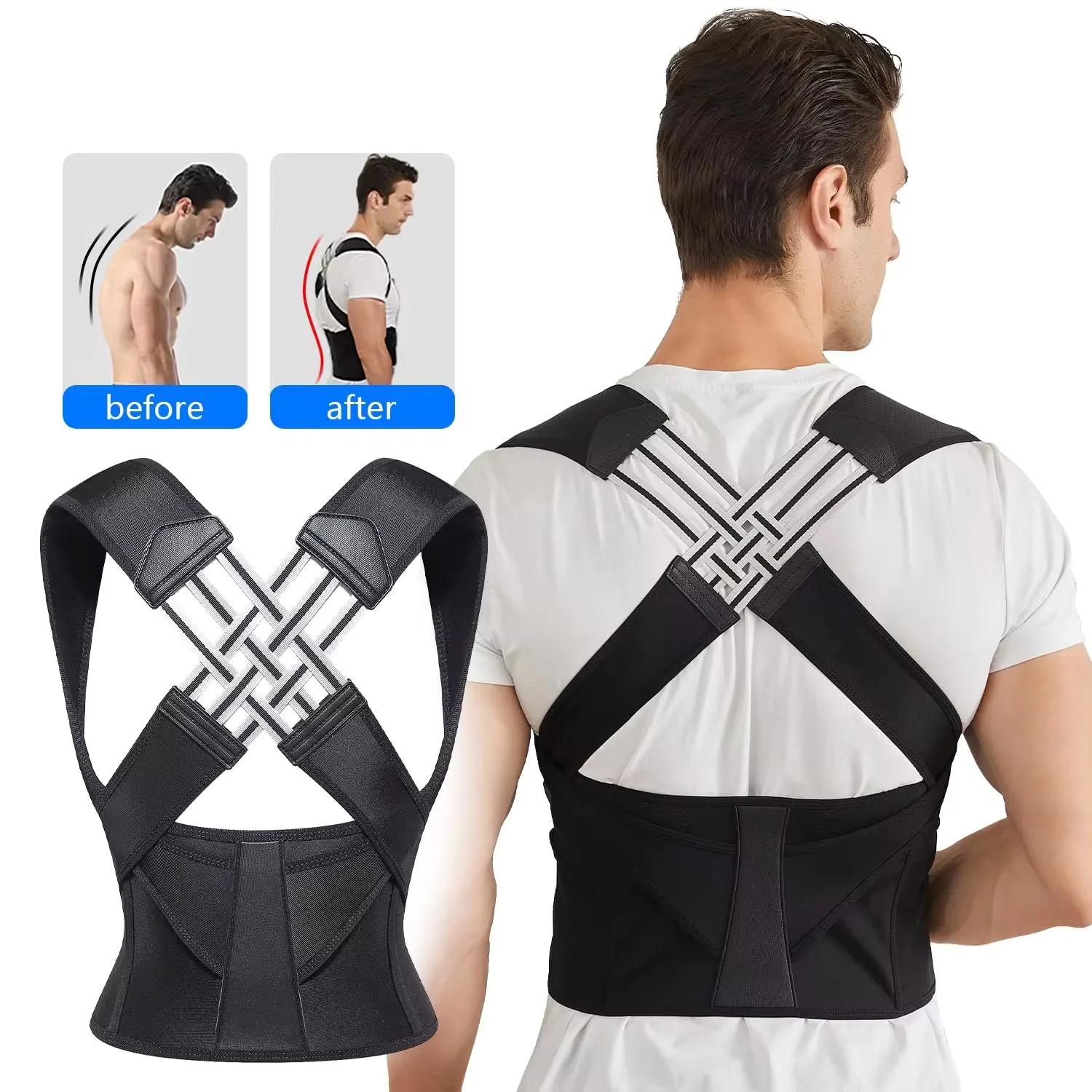 Back Brace Posture Corrector for Women & Men Back Lumbar Support Shoulder Posture Support for Improve Posture & Back Pain Relief