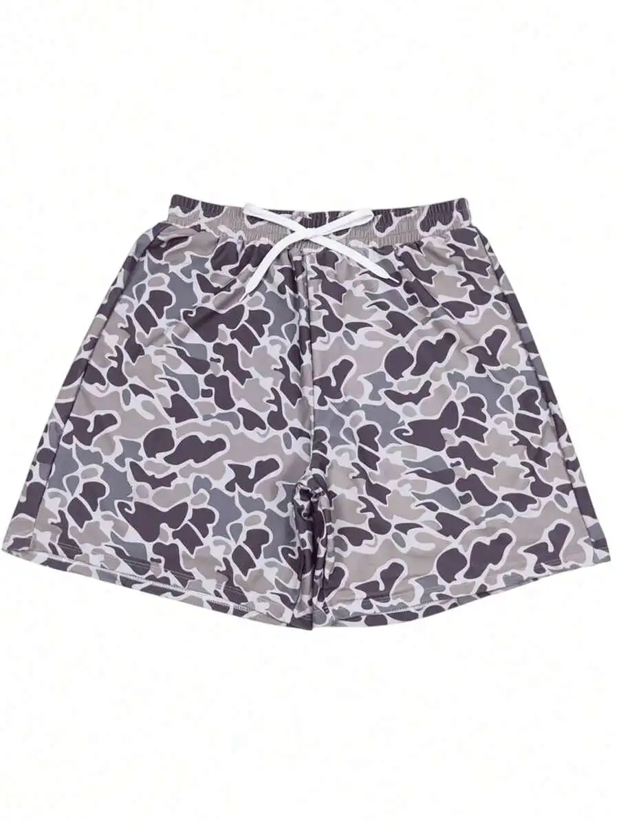 

Mens Camo Shorts Casual Drawstring Elastic Waist Quick Dry Polyester