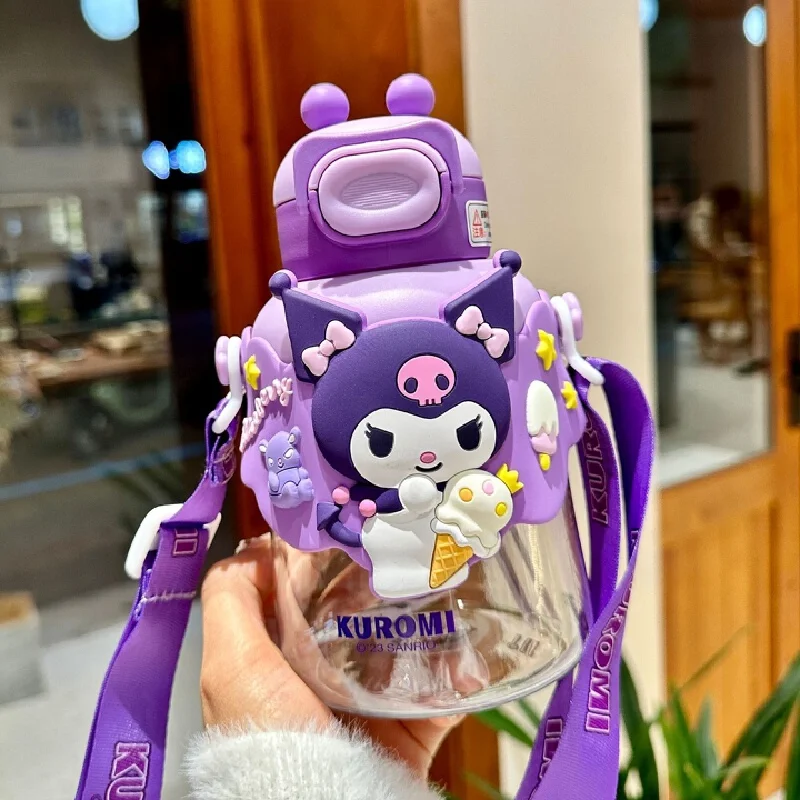 700ml Kuromi Melody Kitty Plastic Bottle Beverage Cup With Straw Tritan Material Plastic Cup Heat-Resistant Food Grade