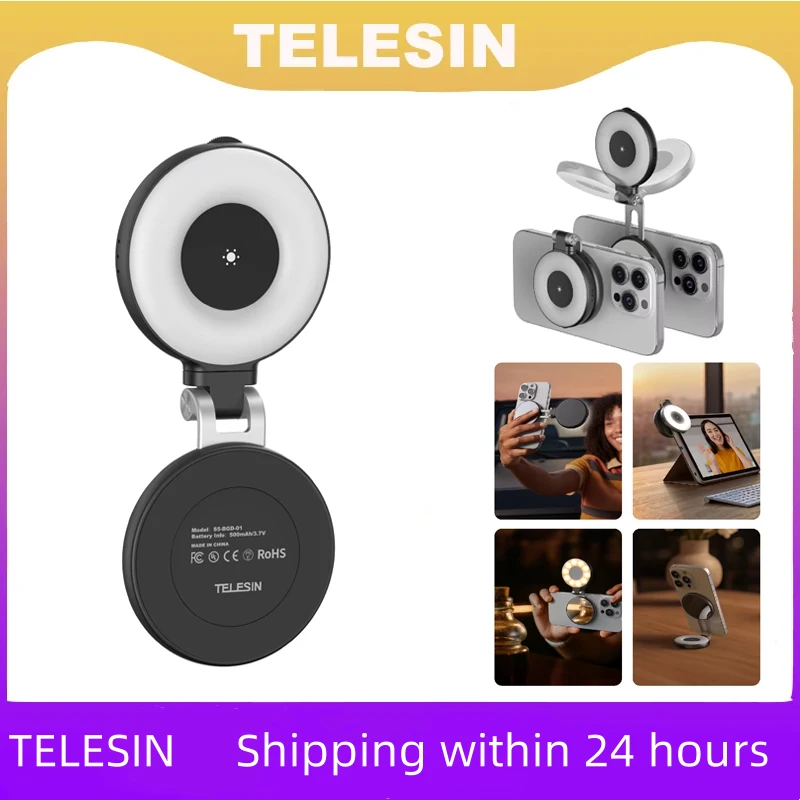 

TELESIN Магнитный заполняющий светильник для смартфона, мини-кольцо для селфи, заполняющий светильник, 3 режима, зеркальный светильник для телефона Iphone XIAOMI HUAWEI SAMSUNG
