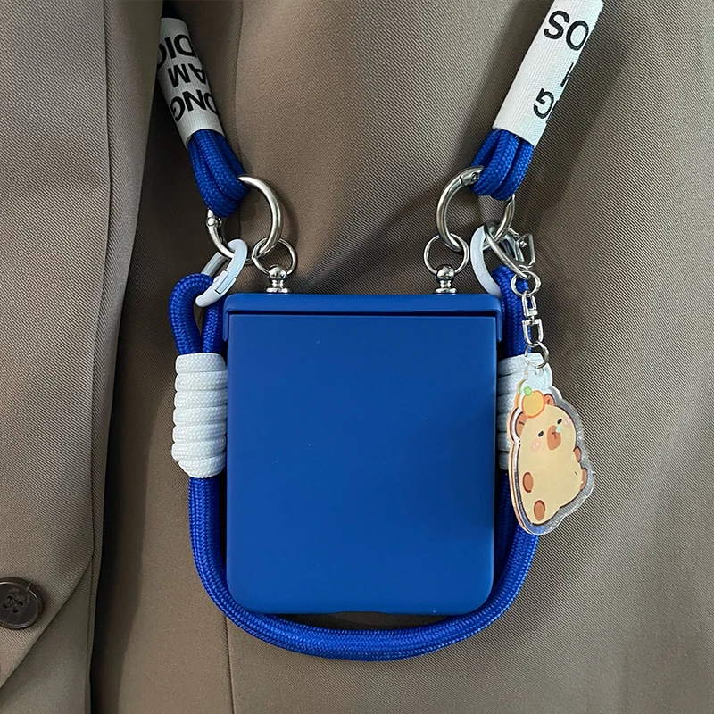 Cute Bracelet Klein Blue Hinge Case For Samsung Galaxy Z Flip 3 4 5 6 zflip5 Protective Cover image 6