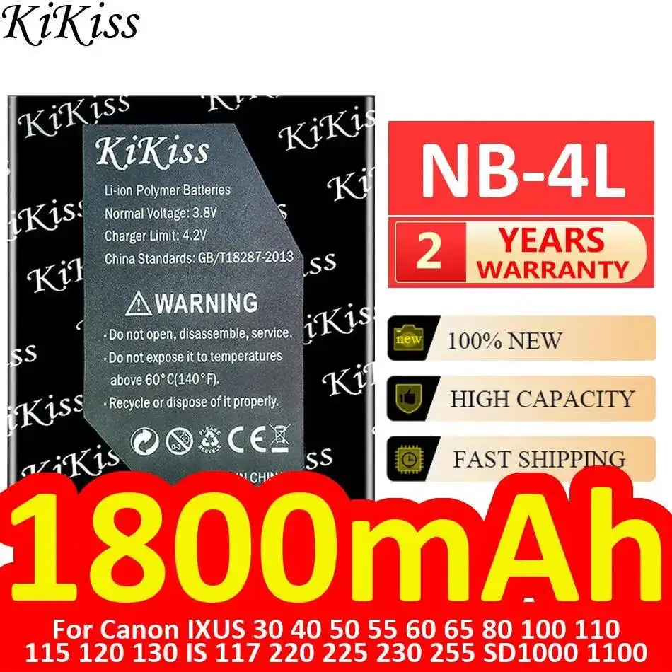 

Аккумулятор для камеры NB-4L 1800 мАч для Canon Ixus 30 40 50 55 60 65 80 100 110 115 120 130 IS 117 220 225 230 255 SD1000 1100